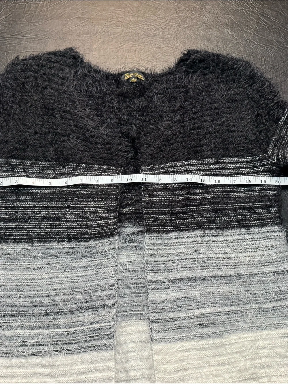 Baciano L Eyelash Knit Duster Cardigan Sweater Ombre Black Gray White Fuzzy Cozy